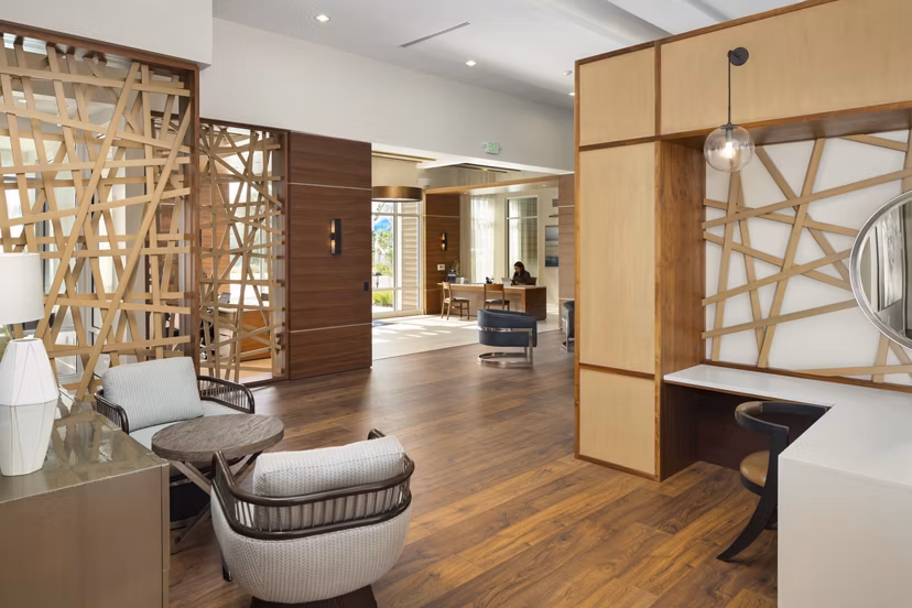 Clubhouse featuring modern design at SUR Southside Quarter Apartments in Jacksonville