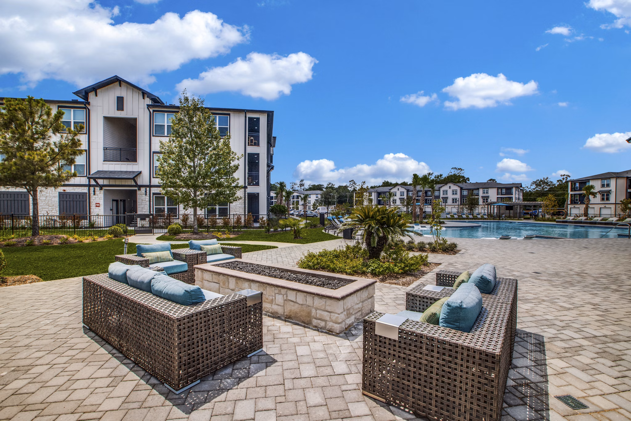 fire pit at The Gregory Apartments