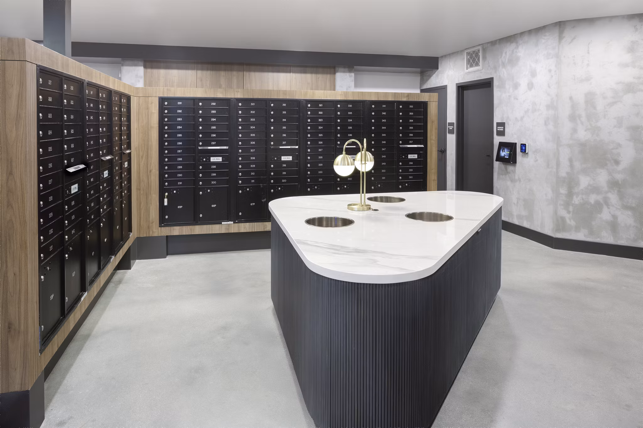 mail room at Zia Apartments