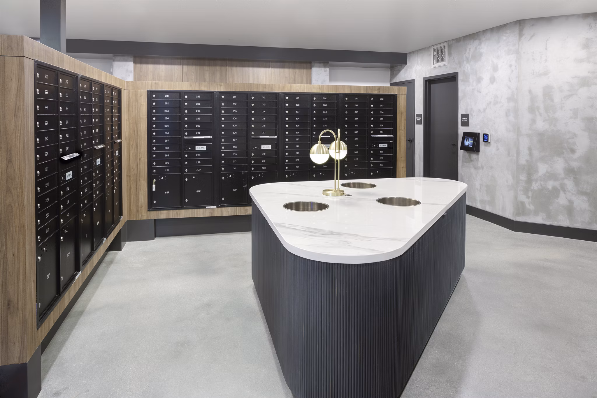 mail room at Zia Apartments