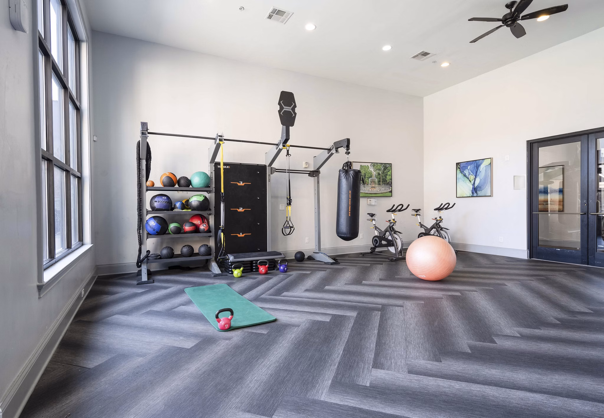 fitness center at Trifecta Apartments