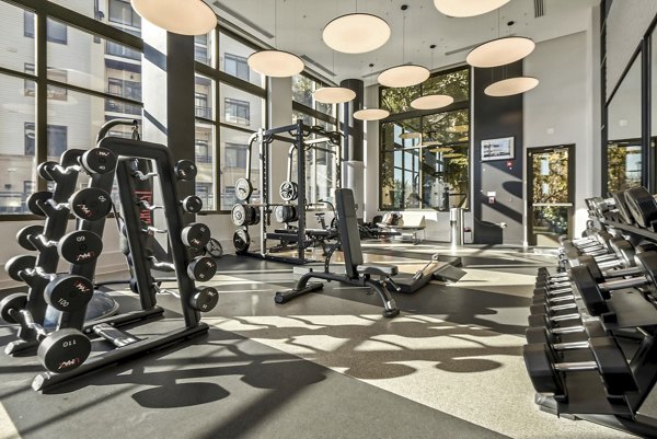 Modern fitness center with state-of-the-art equipment at Union Heights Apartments