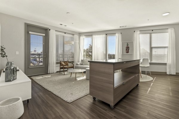 Modern kitchen with stainless steel appliances in Union Heights Apartments