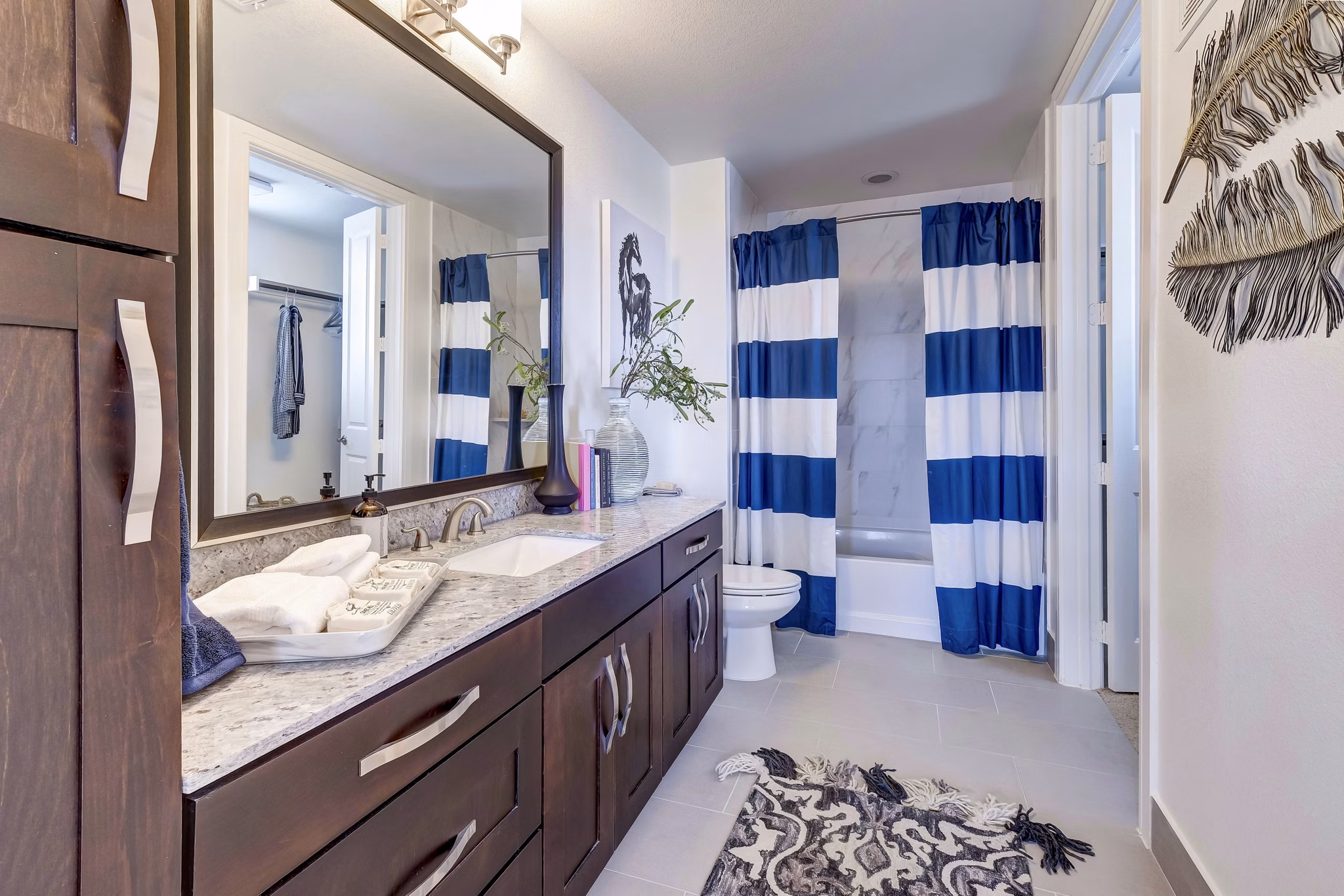Spacious bathroom with modern fixtures in The Kathryn Apartments