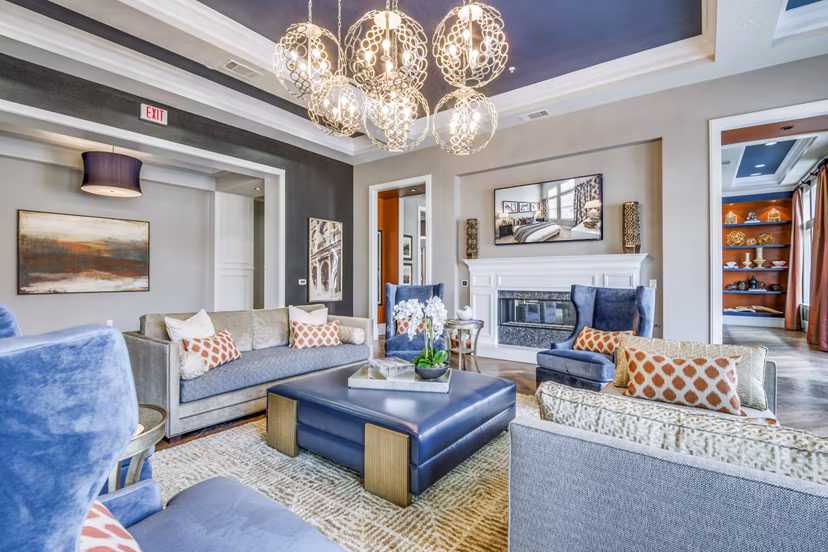 Clubhouse lobby featuring contemporary design at The Kathryn Apartments