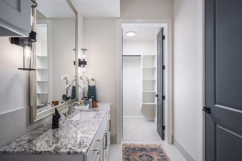 Modern bathroom with elegant fixtures at The Margo Apartments