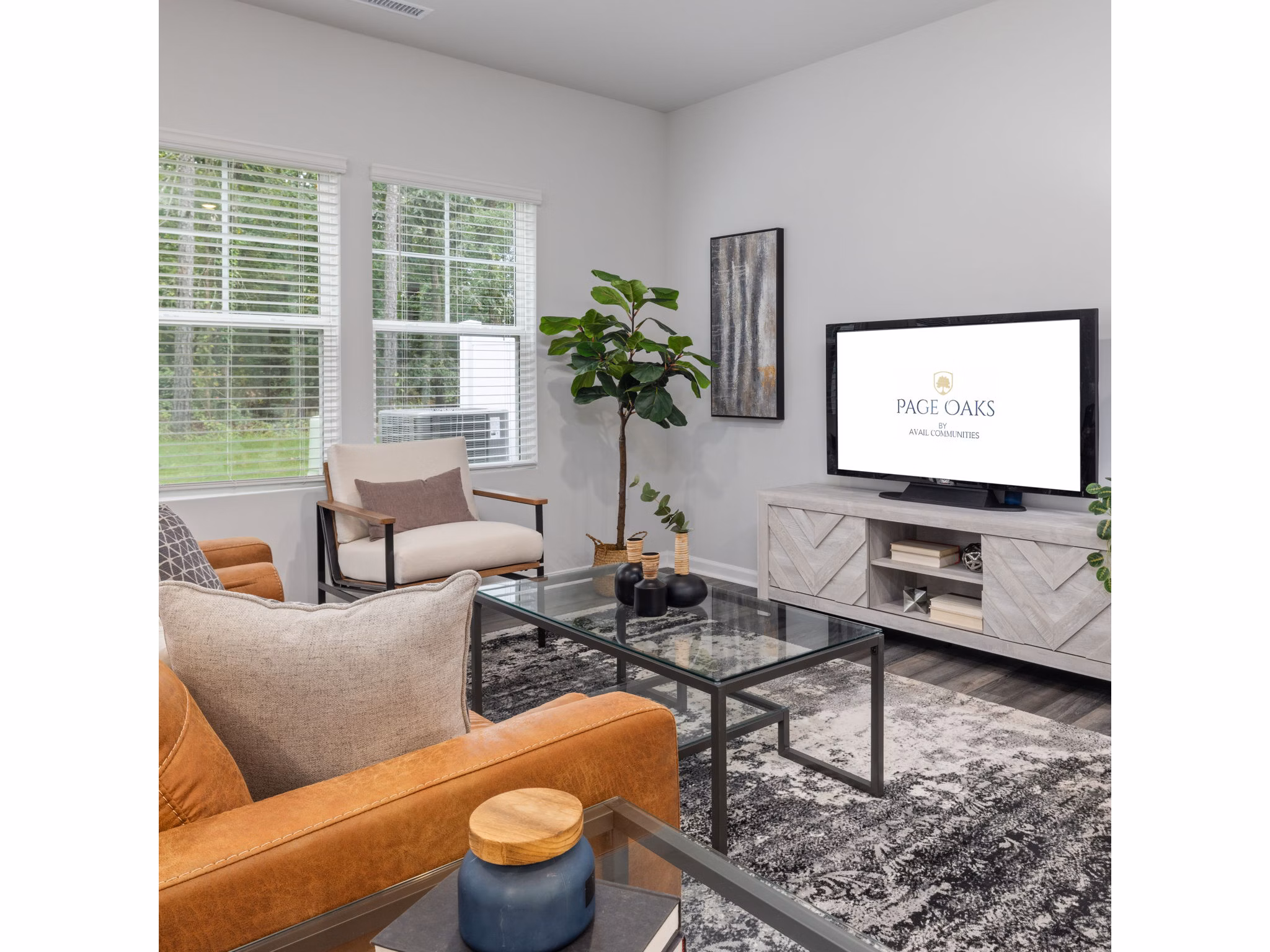 living room at Page Oaks Apartments