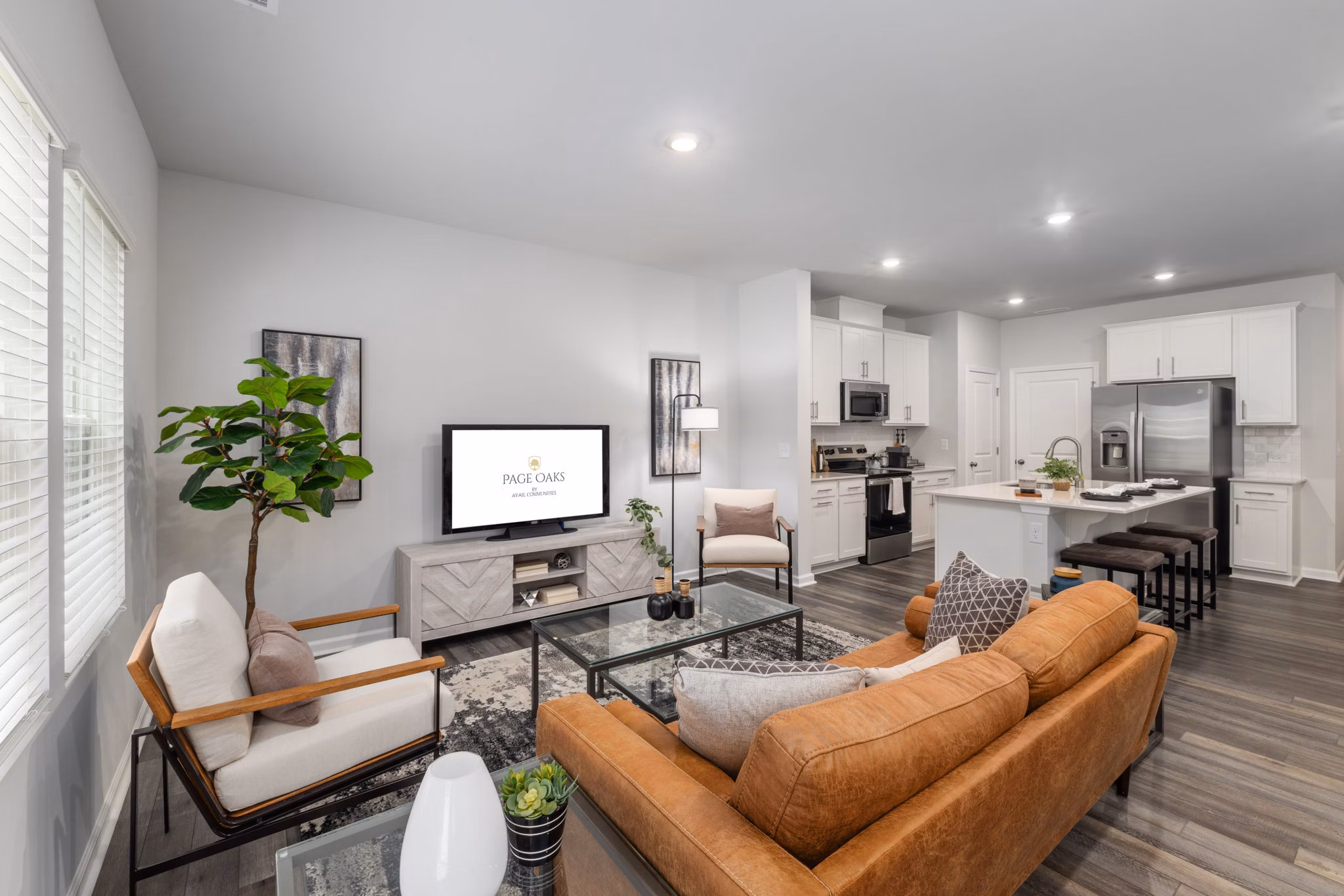 living room at Page Oaks Apartments