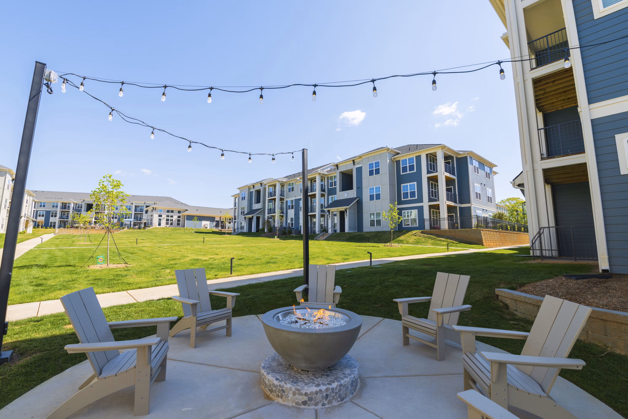 fire pit at Evermore Apartments