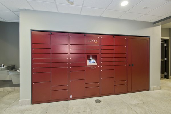 Convenient parcel pickup lockers at 401 Oberlin Apartments, a Greystar property offering modern amenities