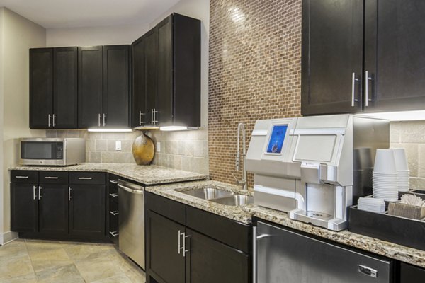 Lobby with modern seating area at 401 Oberlin Apartments clubhouse