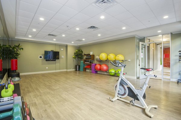 Modern fitness center with state-of-the-art equipment at 401 Oberlin Apartments