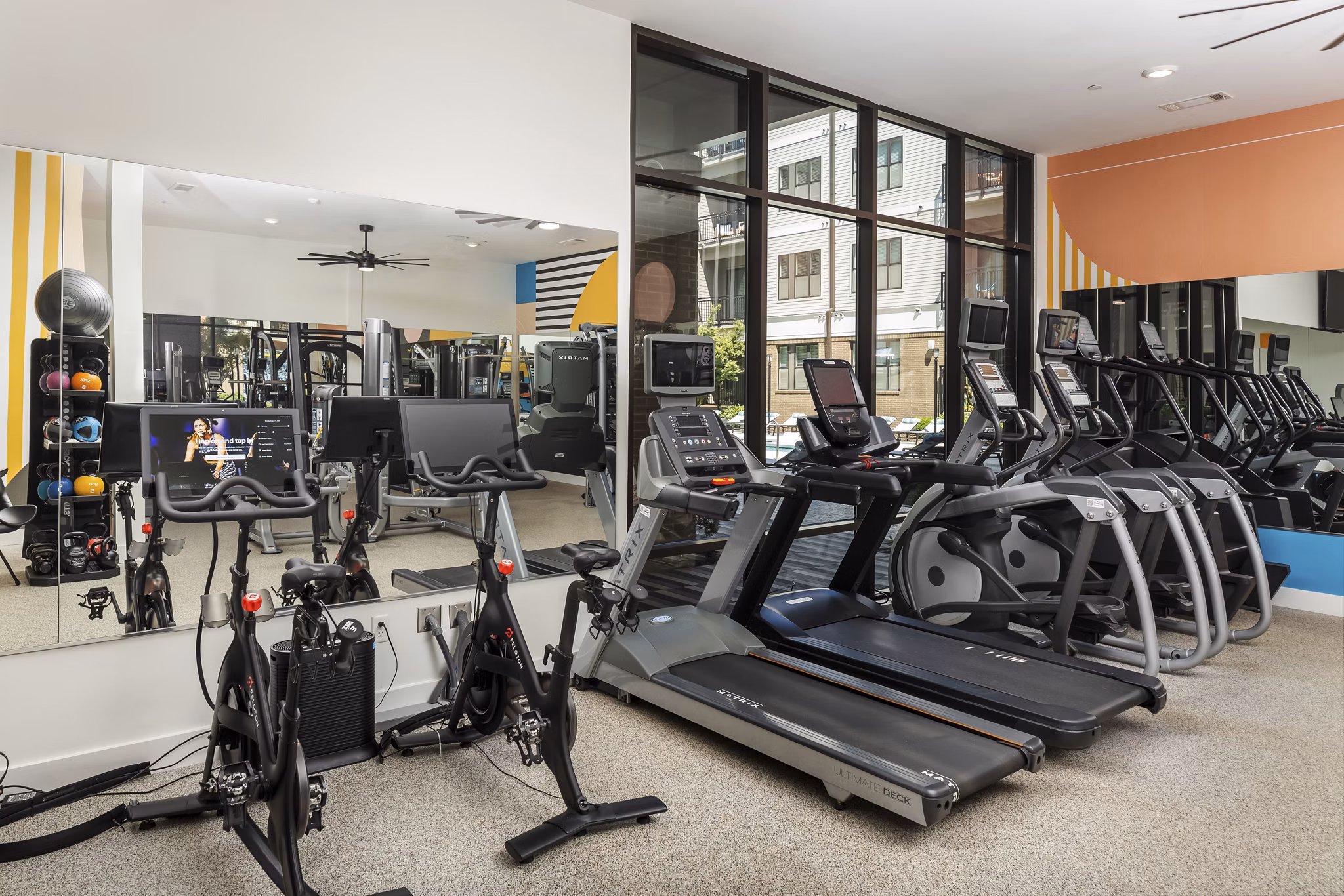 fitness center at 675 N Highland Apartments
