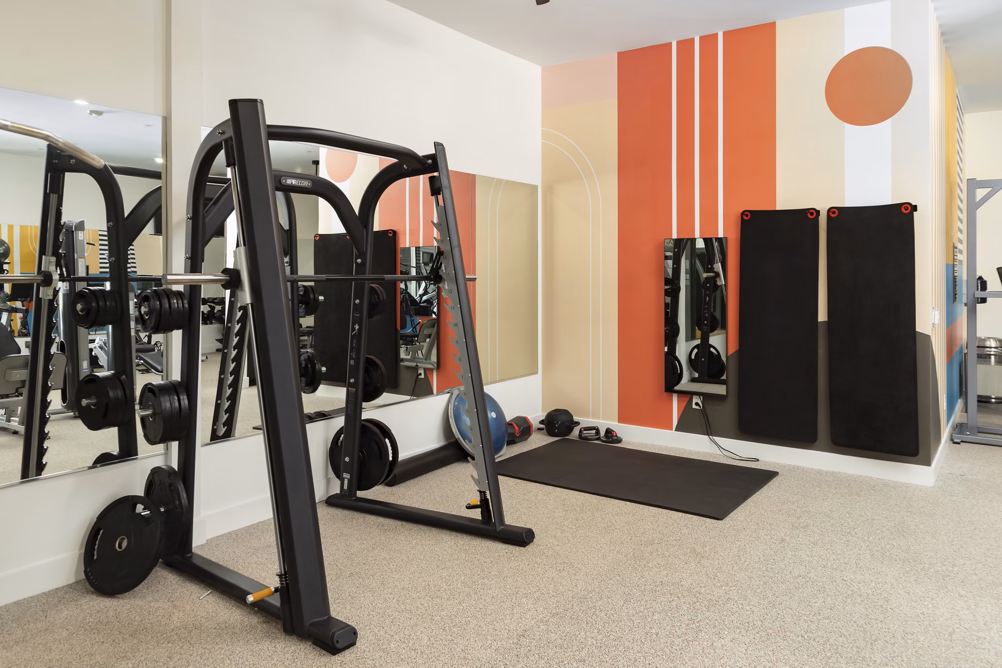 fitness center at 675 N Highland Apartments