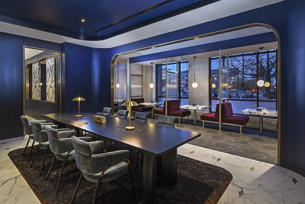 Alta 801 Apartments: Contemporary clubhouse featuring modern design elements and ample seating areas