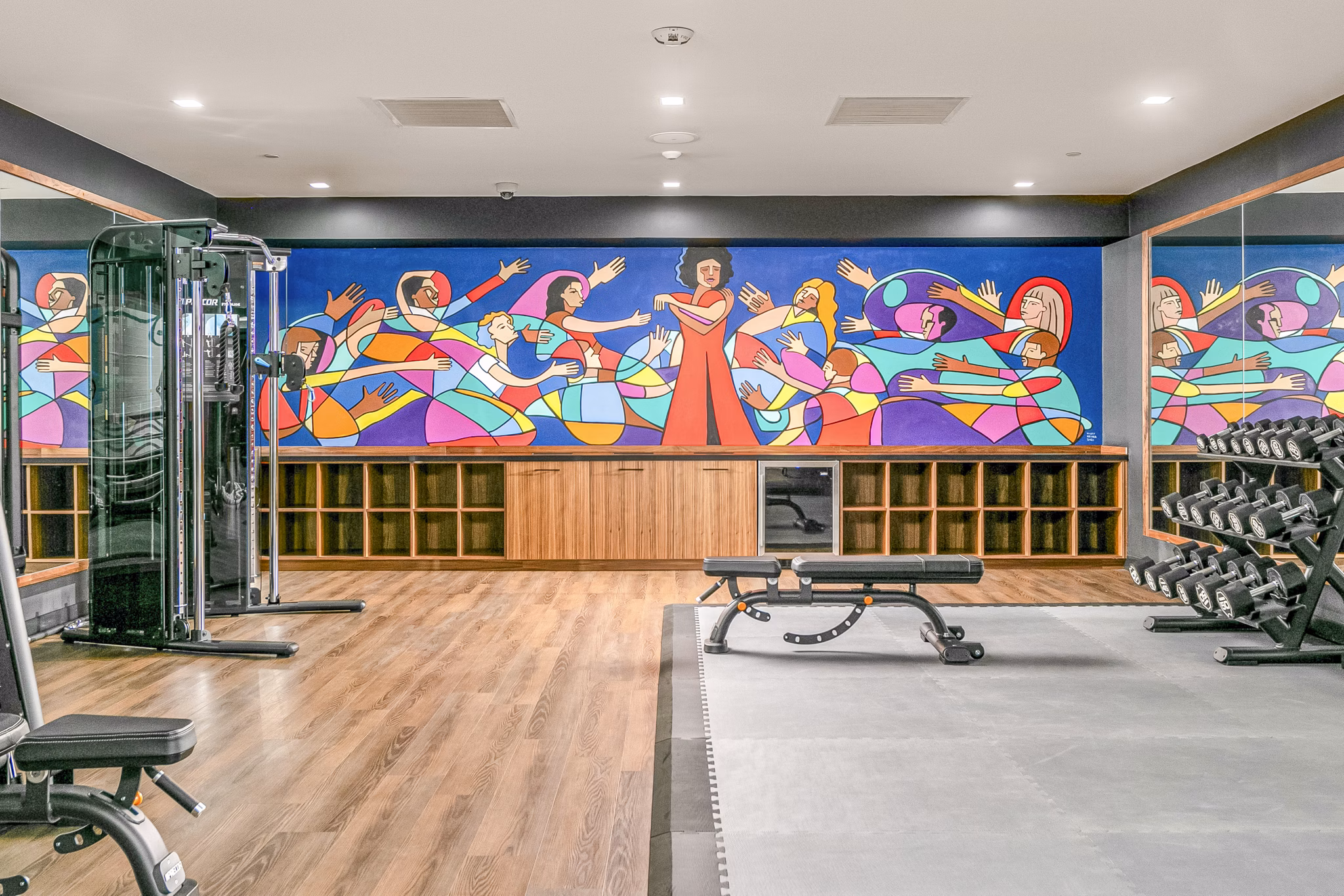 Well-equipped fitness center at Alta ART Tower Apartments with modern equipment for active lifestyles