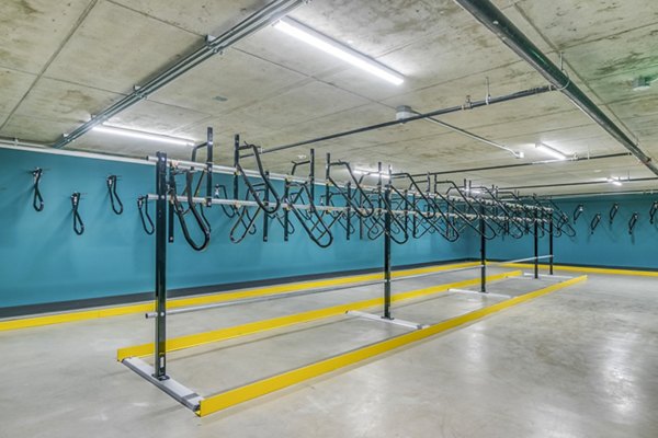 Secure bike storage at Alta ART Tower Apartments with easy access and modern facilities in a vibrant urban setting