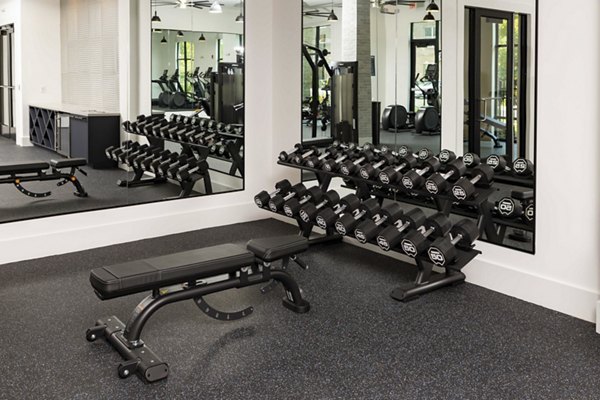State-of-the-art fitness center with modern equipment at Alta Ashley Park Apartments for luxury living and wellness