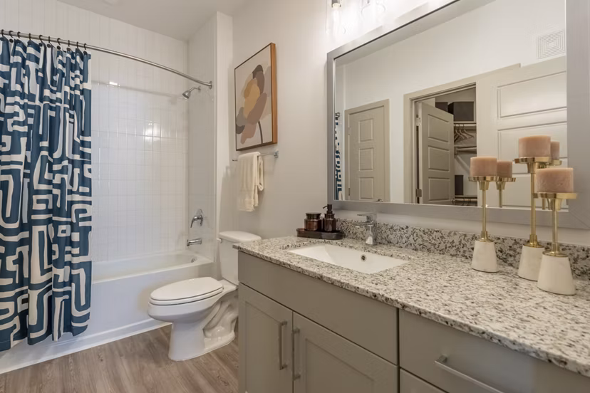 Modern bathroom with sleek fixtures at Alta Berry Creek Apartments