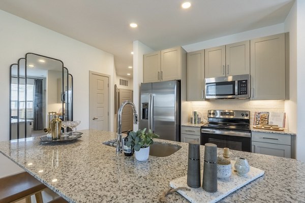 Modern kitchen featuring stainless steel appliances at Alta Berry Creek Apartments