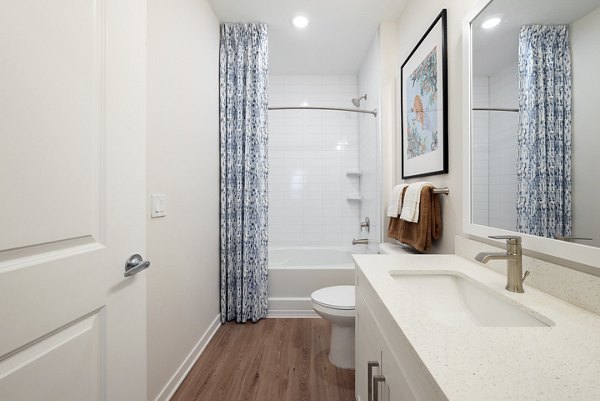 Alta Citron Apartments: Modern bathroom with sleek fixtures and elegant design in Greystar's luxury community