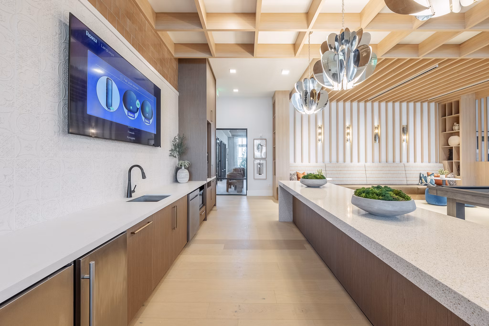 Clubroom featuring stylish seating and modern dÃ©cor at Alta Citron Apartments, a luxury living space by Greystar