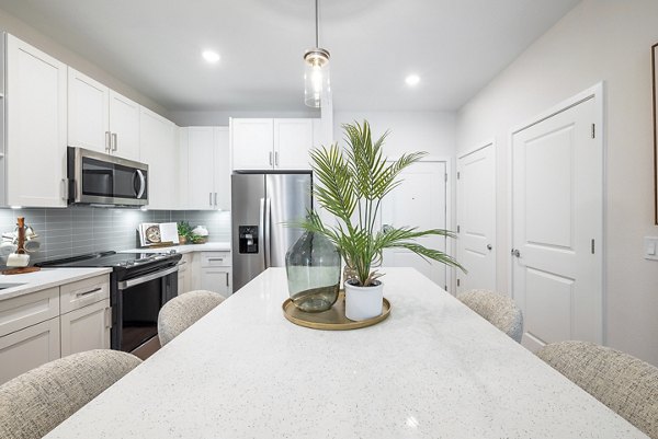 Modern kitchen with stainless steel appliances at Alta Citron Apartments luxury living