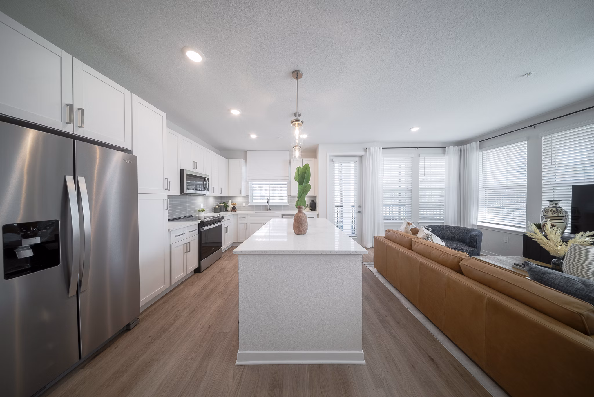 Modern kitchen with stainless steel appliances at Alta Citron Apartments