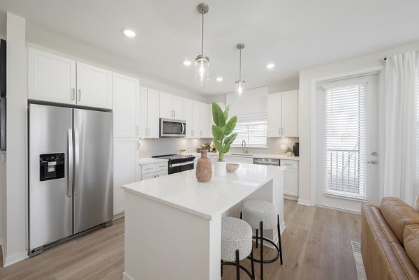 Modern kitchen with stainless steel appliances at Alta Citron Apartments