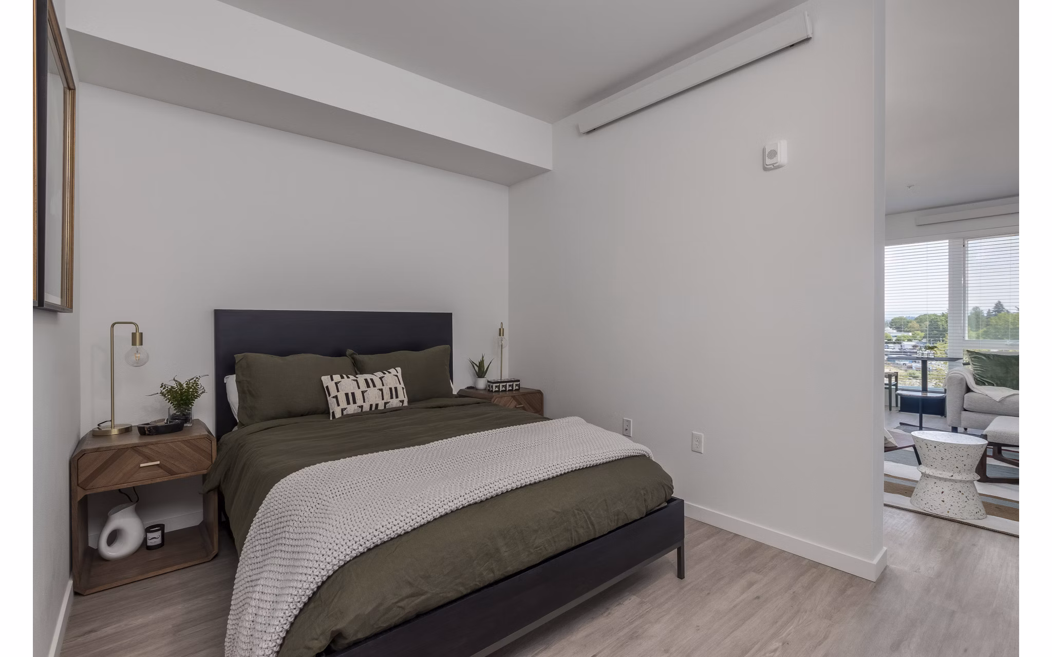 Elegant bedroom with stylish decor at Alta Civic Station luxury apartments