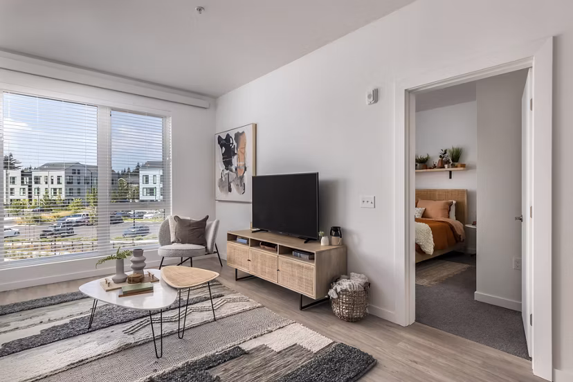 Modern living room with elegant furnishings at Alta Civic Station luxury apartments