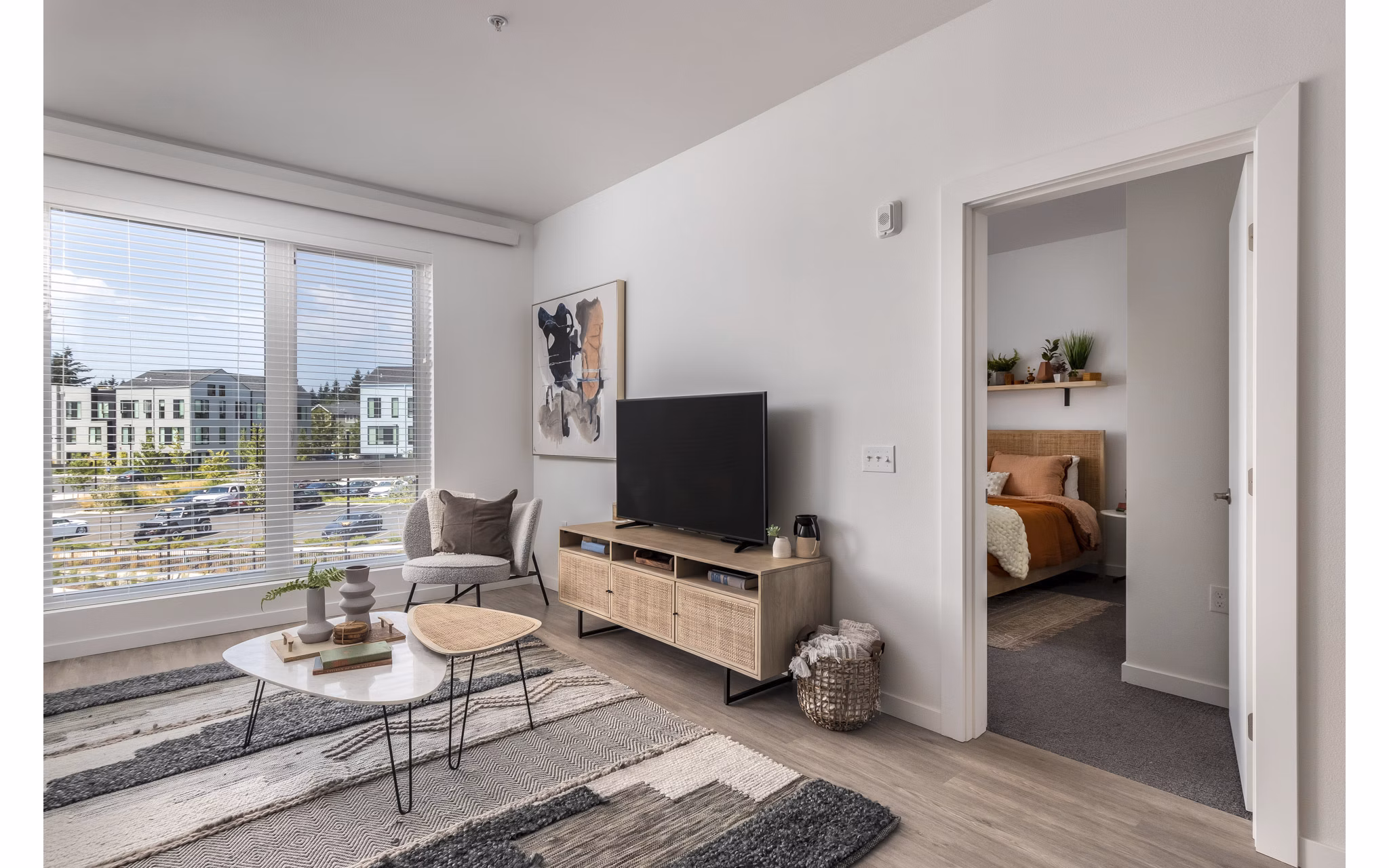 Modern living room with elegant furnishings at Alta Civic Station luxury apartments