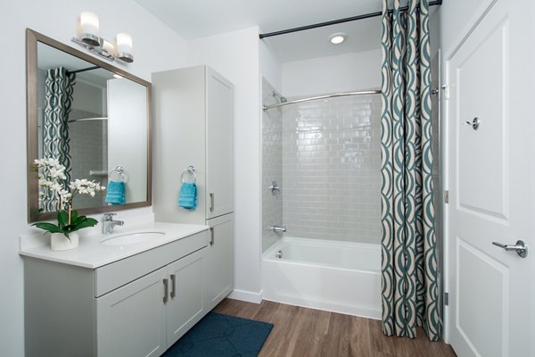 Modern bathroom with sleek fixtures at Alta Clara at the Fells Apartments