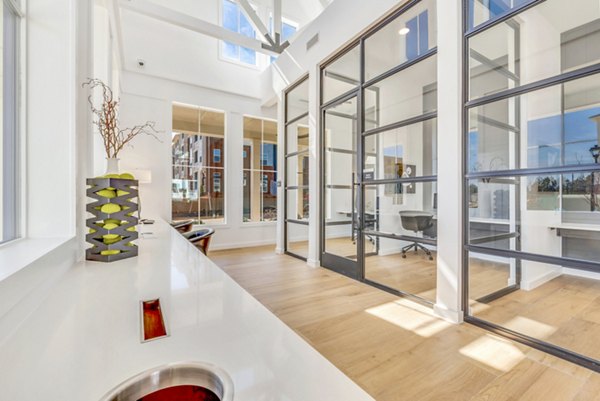 Business center featuring workstations and modern design at Alta Croft Apartments