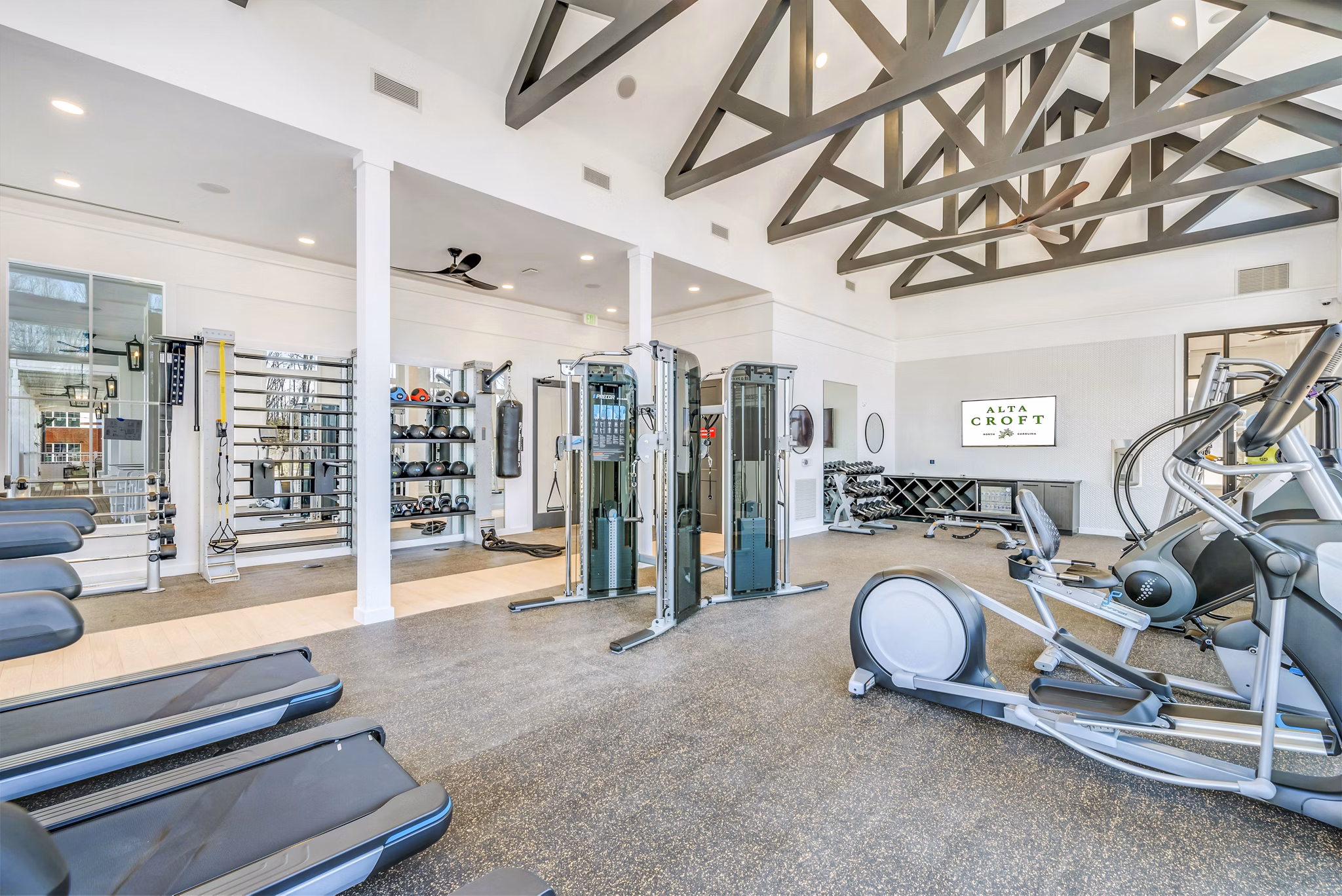State-of-the-art fitness center with modern equipment at Alta Croft Apartments, enhancing residents' lifestyle