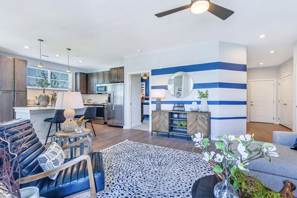 Cozy living room with stylish decor in Alta Croft Apartments