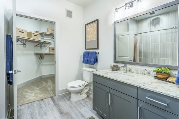 Modern bathroom featuring sleek fixtures and spacious layout at Alta Cypress Springs Apartments
