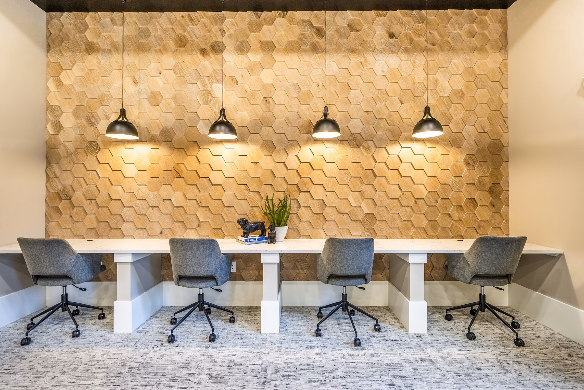 Business center with computer stations at Alta Cypress Springs Apartments in Houston
