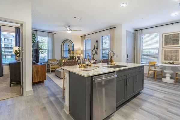 Modern kitchen with stainless steel appliances at Alta Cypress Springs Apartments