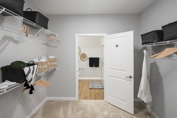 Spacious bedroom closet with sliding doors at Alta Davis Apartments