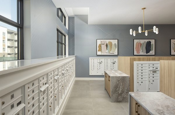 Mailroom with secure package lockers at Alta Davis Apartments