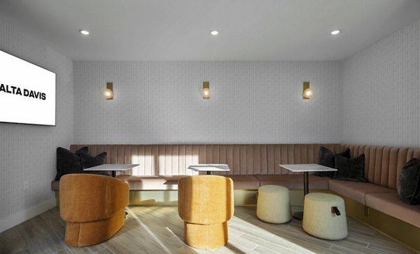 Clubhouse with modern lounge seating at Alta Davis ApartmentsLuxury apartments