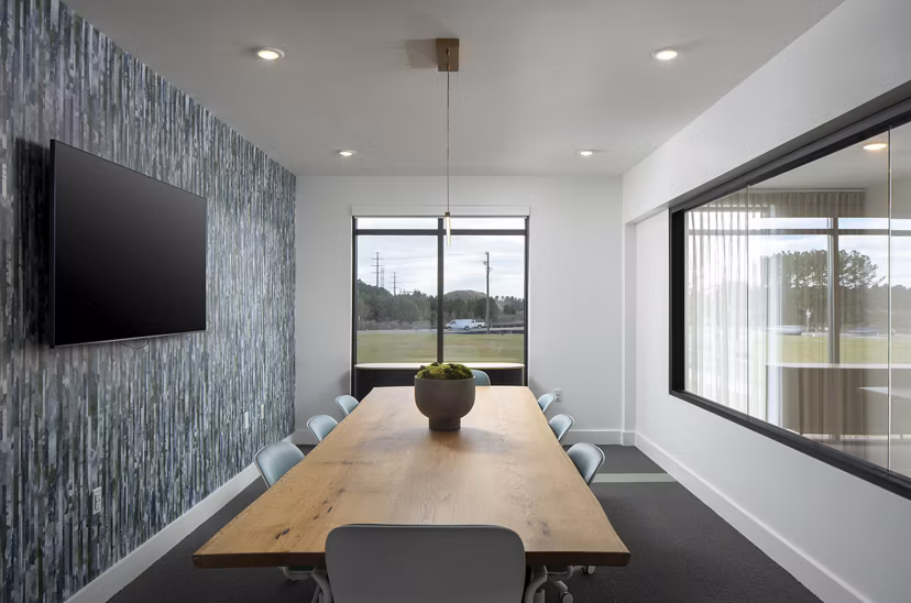 Modern meeting facility featuring AV technology at Alta Davis Apartments