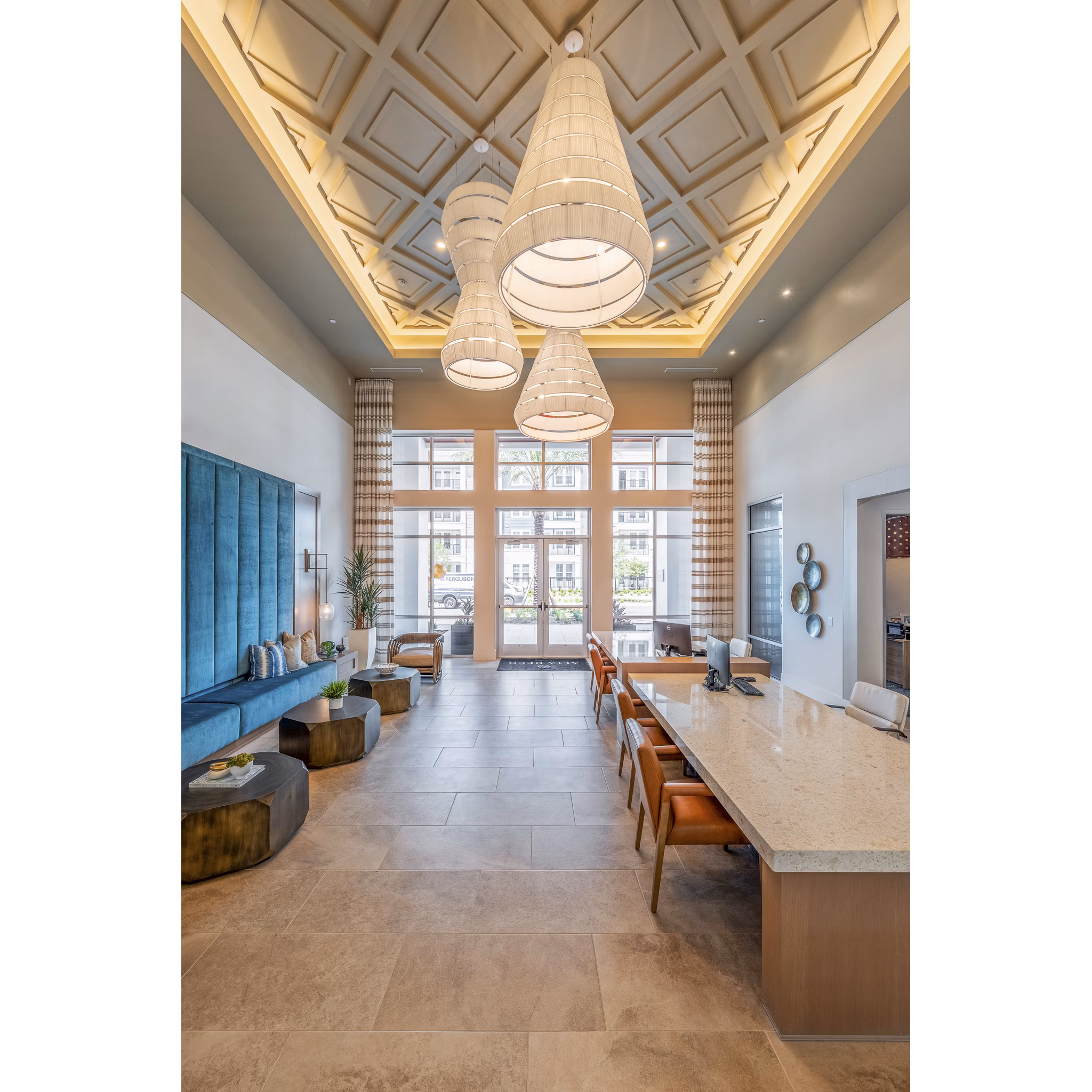 Clubhouse featuring modern design and comfortable seating at Alta Deco Apartments