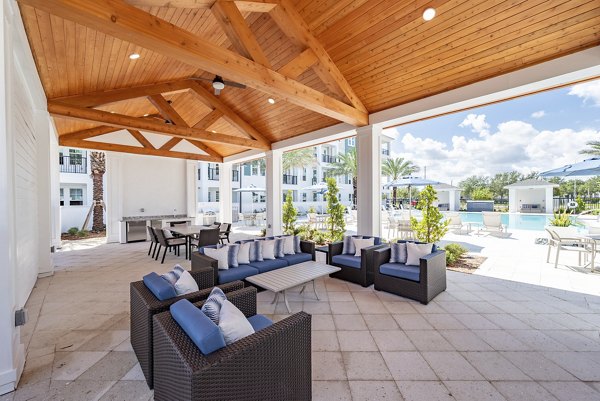 Recreation area with modern design features at Alta Deco Apartments