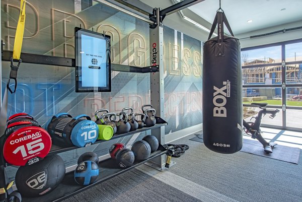State-of-the-art fitness center with modern equipment at Alta at the Farm Apartments
