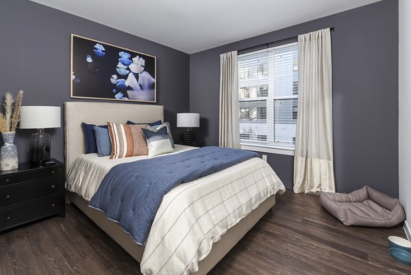 Luxurious bedroom with modern design at Alta Federal Hill Apartments