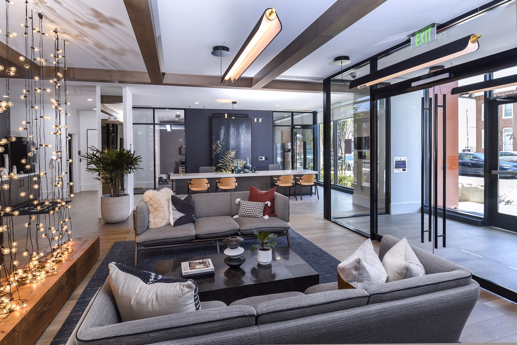 Clubhouse lounge featuring modern decor and comfortable seating at Alta Federal Hill Apartments