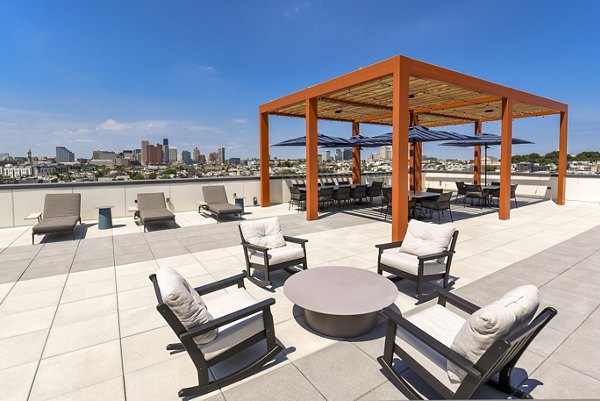 Scenic skyline views from rooftop deck at Alta Federal Hill Apartments â€“ perfect for urban living enthusiasts