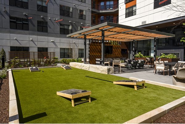 Courtyard with lush greenery at Alta Federal Hill Apartments